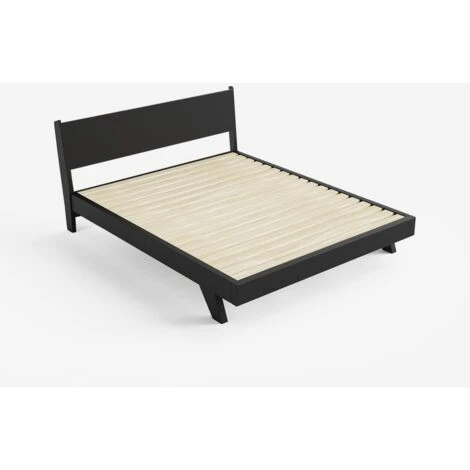 Letto Matrimoniale Design Moderno 160x190cm Con Doghe E Cuscini Rust Colore: Nero 5 Letto Matrimoniale Design Moderno 160x190cm Con Doghe E Cuscini Rust Colore: Nero - immagine 3