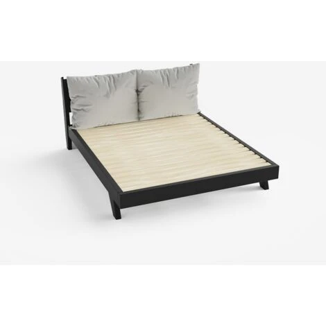 Letto Matrimoniale Design Moderno 160x190cm Con Doghe E Cuscini Rust Colore: Nero 7 Letto Matrimoniale Design Moderno 160x190cm Con Doghe E Cuscini Rust Colore: Nero - immagine 5