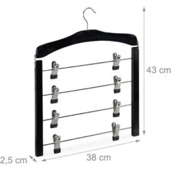 Relaxdays Set Da 3 Grucce Multiple Salvaspazio, Gancio Girevole A 360°, Con Pinze, Gonne E Pantaloni, Legno, Nere -LettoMania Italia 52400292 4