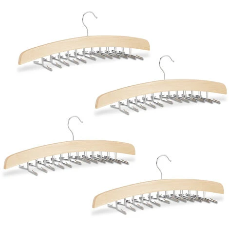 4x Grucce Portacravatte, In Legno Di Loto, Supporti Per 24 Cravatte, Salvaspazio, Gancio Girevole, Naturale Argento 3 4x Grucce Portacravatte, In Legno Di Loto, Supporti Per 24 Cravatte, Salvaspazio, Gancio Girevole, Naturale Argento