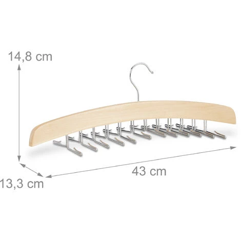 4x Grucce Portacravatte, In Legno Di Loto, Supporti Per 24 Cravatte, Salvaspazio, Gancio Girevole, Naturale Argento 6 4x Grucce Portacravatte, In Legno Di Loto, Supporti Per 24 Cravatte, Salvaspazio, Gancio Girevole, Naturale Argento - immagine 4