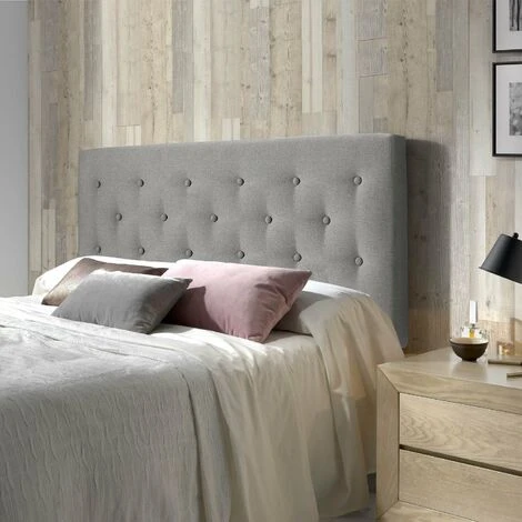 Testiera Di Tessuto Oslo 90x100 Cm, Grigio, Gambe Di Legno, Kit Montaggio Incluso 3 Testiera Di Tessuto Oslo 90x100 Cm, Grigio, Gambe Di Legno, Kit Montaggio Incluso