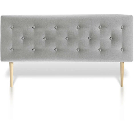 Testiera Di Tessuto Oslo 90x100 Cm, Grigio, Gambe Di Legno, Kit Montaggio Incluso 4 Testiera Di Tessuto Oslo 90x100 Cm, Grigio, Gambe Di Legno, Kit Montaggio Incluso - immagine 2