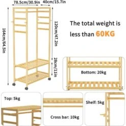 Appendiabiti Armadio Aperto Con Ruote In Bambù Portabiti Da Terra Per Camera 78x41x169cm 11 Appendiabiti Armadio Aperto Con Ruote In Bambù Portabiti Da Terra Per Camera 78x41x169cm -LettoMania Italia 53418648 5