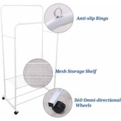 Stand Appendiabiti Con Ruote Appendiabiti Armadio Aperto Metallo Da Terra Porta Abiti Camera Bianco -LettoMania Italia 53418650 4