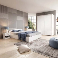 Letto Matrimoniale Con Contenitore Bianco Lucido Moderno ROMA-SORRENTO 160x200cm -LettoMania Italia 53564245 3