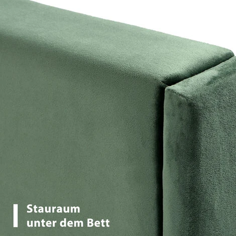 Letto Matrimoniale Con Testiera E Rete A Molle Dal Design Moderno 140x200cm Tessuto Velluto, Verde Scuro 6 Letto Matrimoniale Con Testiera E Rete A Molle Dal Design Moderno 140x200cm Tessuto Velluto, Verde Scuro - immagine 4