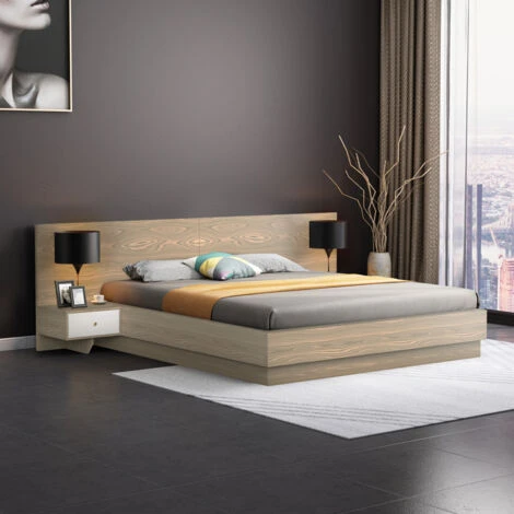 Letto Matrimoniale 160x190 Cm Sollevabile 2 Comodini Design Moderno Schwaz Colore: Legno Naturale 3 Letto Matrimoniale 160x190 Cm Sollevabile 2 Comodini Design Moderno Schwaz Colore: Legno Naturale