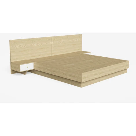 Letto Matrimoniale 160x190 Cm Sollevabile 2 Comodini Design Moderno Schwaz Colore: Legno Naturale 6 Letto Matrimoniale 160x190 Cm Sollevabile 2 Comodini Design Moderno Schwaz Colore: Legno Naturale - immagine 4