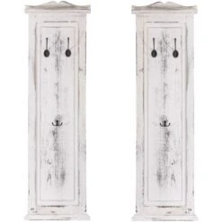 Nova Set Da 2 Appendiabiti Da Muro Con 3 Ganci Stile Rustico Da Ingresso Vari Colori Colore : Bianco Vintage