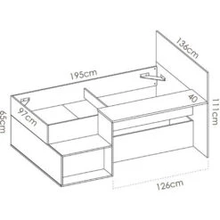 Struttura Letto Lily Bianco Opaco E Rovere Naturale Con Scrivania Bianco E Naturale -LettoMania Italia 54718114 5