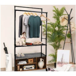 Appendiabiti Scarpiera Da Terra 3 Ripiani Con Ruote Stender Attaccapanni