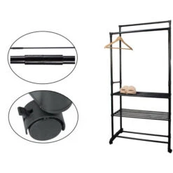 Appendiabiti Scarpiera Da Terra 3 Ripiani Con Ruote Stender Attaccapanni -LettoMania Italia 55067385 4