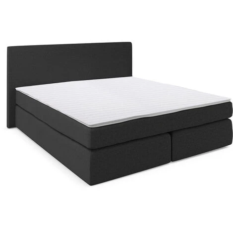 Letto Boxspring 140x200cm Nero Con Topper VitaliSpa 3 Letto Boxspring 140x200cm Nero Con Topper VitaliSpa