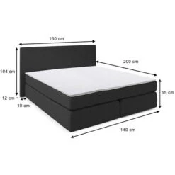 Letto Boxspring 140x200cm Nero Con Topper VitaliSpa 9 Letto Boxspring 140x200cm Nero Con Topper VitaliSpa -LettoMania Italia 59137712 3