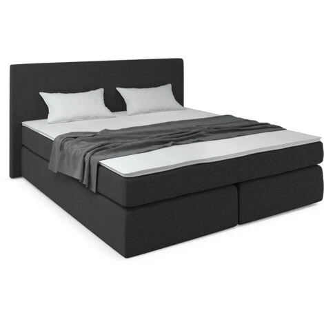 Letto Boxspring 140x200cm Nero Con Topper VitaliSpa 6 Letto Boxspring 140x200cm Nero Con Topper VitaliSpa - immagine 4