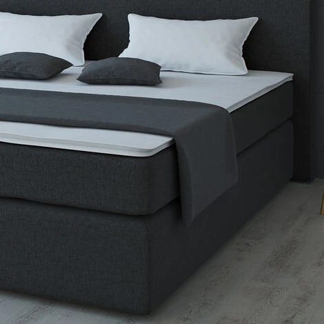 Letto Boxspring 140x200cm Nero Con Topper VitaliSpa 7 Letto Boxspring 140x200cm Nero Con Topper VitaliSpa - immagine 5