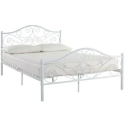 Letto Matrimoniale 160 X 200 Cm In Metallo Bianco - LEYNA