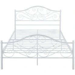 Letto Matrimoniale 160 X 200 Cm In Metallo Bianco - LEYNA -LettoMania Italia 59278665 4