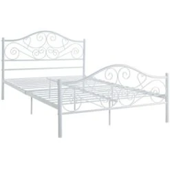 Letto Matrimoniale 160 X 200 Cm In Metallo Bianco - LEYNA -LettoMania Italia 59278665 5