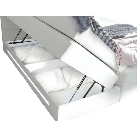 Set Boxspring Testata LED+Base Contenitore+Materasso+Topper 160x200cm Similpelle Bianco - KEROS Di DREAMEA 7 Set Boxspring Testata LED+Base Contenitore+Materasso+Topper 160x200cm Similpelle Bianco - KEROS Di DREAMEA - immagine 5