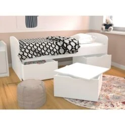 Letto Con 2 Cassetti E 1 Vano Portaoggetti 90 X 190 Cm Bianco - LOUANE -LettoMania Italia 59278987 4