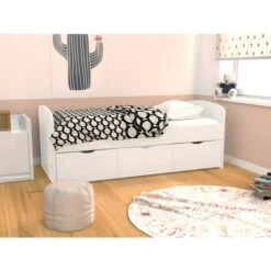 Letto Con 2 Cassetti E 1 Vano Portaoggetti 90 X 190 Cm Bianco - LOUANE -LettoMania Italia 59278987 5