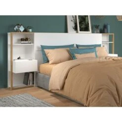 Testata Letto Con Comodini 160 Cm Bianco E Rovere - MISTA 9 Testata Letto Con Comodini 160 Cm Bianco E Rovere - MISTA -LettoMania Italia 59279222 3