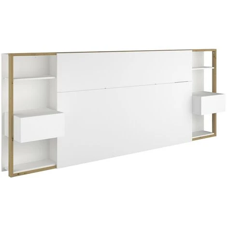 Testata Letto Con Comodini 160 Cm Bianco E Rovere - MISTA 7 Testata Letto Con Comodini 160 Cm Bianco E Rovere - MISTA - immagine 5