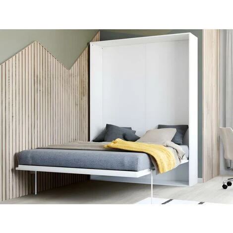 Letto A Scomparsa MALINA Con Apertura Verticale Manuale - 160x200cm - Bianco 5 Letto A Scomparsa MALINA Con Apertura Verticale Manuale - 160x200cm - Bianco - immagine 3