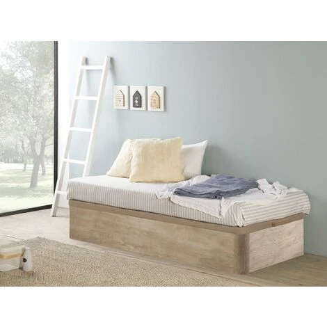 Base Del Letto Con Contenitore Colore Quercia 90 X 190 Cm - HESTIA Di DREAMEA PLAY 4 Base Del Letto Con Contenitore Colore Quercia 90 X 190 Cm - HESTIA Di DREAMEA PLAY - immagine 2