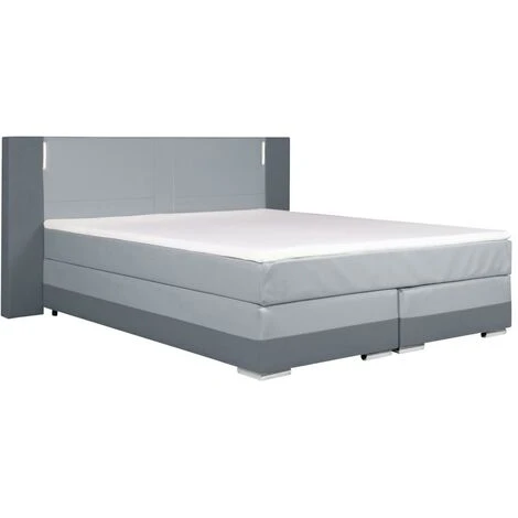 Set Boxspring Completo Testata Con LED + Reti + Materasso + Topper ASTI - 160 X 200 Cm - Similpelle - Antracite E Grigio Chiaro 3 Set Boxspring Completo Testata Con LED + Reti + Materasso + Topper ASTI - 160 X 200 Cm - Similpelle - Antracite E Grigio Chiaro