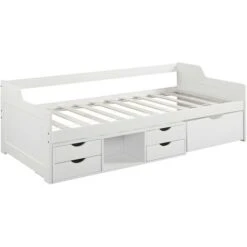 Divanetto Letto Con Vani Portaoggetti 90 X 190 Cm In Abete Bianco - ADELISE -LettoMania Italia 59284858 3