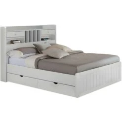 Letto Con Vani Portaoggetti 140 X 190 Cm Bianco - MEDERICK 9 Letto Con Vani Portaoggetti 140 X 190 Cm Bianco - MEDERICK -LettoMania Italia 59286331 3