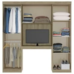 Armadio A Ponte 6 Ante Con Scomparti L.200 Cm Quercia E Avorio - ANTERO 10 Armadio A Ponte 6 Ante Con Scomparti L.200 Cm Quercia E Avorio - ANTERO -LettoMania Italia 59286446 4