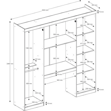 Armadio A Ponte 6 Ante Con Scomparti L.200 Cm Quercia E Avorio - ANTERO 7 Armadio A Ponte 6 Ante Con Scomparti L.200 Cm Quercia E Avorio - ANTERO - immagine 5