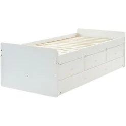 Letto Singolo Con Letto Estraibile E 3 Cassetti 90 X 190 Cm In MDF E Abete Bianco - TITOUAN