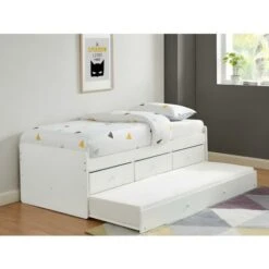 Letto Singolo Con Letto Estraibile E 3 Cassetti 90 X 190 Cm In MDF E Abete Bianco - TITOUAN 9 Letto Singolo Con Letto Estraibile E 3 Cassetti 90 X 190 Cm In MDF E Abete Bianco - TITOUAN -LettoMania Italia 59286477 3