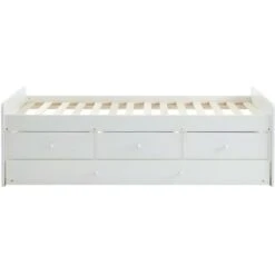 Letto Singolo Con Letto Estraibile E 3 Cassetti 90 X 190 Cm In MDF E Abete Bianco - TITOUAN 11 Letto Singolo Con Letto Estraibile E 3 Cassetti 90 X 190 Cm In MDF E Abete Bianco - TITOUAN -LettoMania Italia 59286477 5