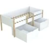 Letto Mezza Altezza 2 Cassetti 90 X 190 Cm Bianco E Rovere - SISSY -LettoMania Italia 59290071 1