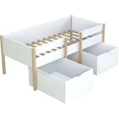 Letto Mezza Altezza 2 Cassetti 90 X 190 Cm Bianco E Rovere - SISSY -LettoMania Italia 59290071 4