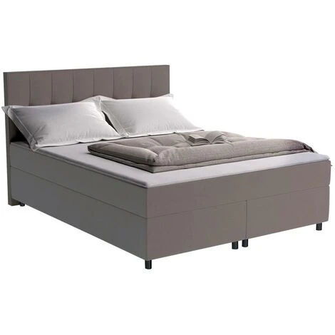 Set Letto Boxspring Testata + Reti + Materasso + Topper 2 X 80 X 200 Cm Tessuto Grigio - SIERO Di DREAMEA 4 Set Letto Boxspring Testata + Reti + Materasso + Topper 2 X 80 X 200 Cm Tessuto Grigio - SIERO Di DREAMEA - immagine 2