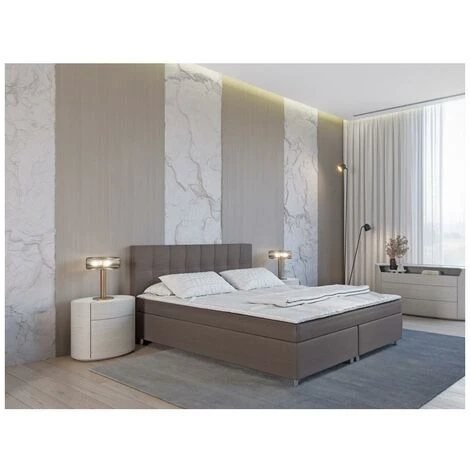 Set Letto Boxspring Testata + Reti + Materasso + Topper 2 X 80 X 200 Cm Tessuto Grigio - SIERO Di DREAMEA 6 Set Letto Boxspring Testata + Reti + Materasso + Topper 2 X 80 X 200 Cm Tessuto Grigio - SIERO Di DREAMEA - immagine 4