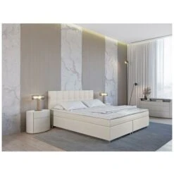 Set Letto Boxspring Testata + Reti + Materasso + Topper SIERO Di DREAMEA - 160 X 200 Cm - Tessuto - Avorio 9 Set Letto Boxspring Testata + Reti + Materasso + Topper SIERO Di DREAMEA - 160 X 200 Cm - Tessuto - Avorio -LettoMania Italia 59317091 4