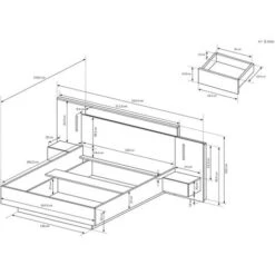 Letto Con Comodini 160 X 200 Cm 2 Cassetti Con LED Bianco E Naturale - FRANCOLI 9 Letto Con Comodini 160 X 200 Cm 2 Cassetti Con LED Bianco E Naturale - FRANCOLI -LettoMania Italia 59566215 4