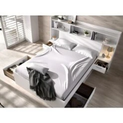 Letto Con Scomparti Portaoggetti E Comodini Integrati 140 X 190 Cm Bianco - KEVIN 9 Letto Con Scomparti Portaoggetti E Comodini Integrati 140 X 190 Cm Bianco - KEVIN -LettoMania Italia 59970211 3