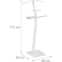 Relaxdays Servo Muto Da Camera, Autoportante, Ripiano Per Accessori, Appendiabiti Moderno, 112x46x32cm, Bianco Argentato -LettoMania Italia 60203529 4