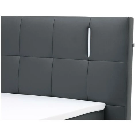 Set Boxspring Completo Testata Con LED + Reti Piedi LED + Materasso + Topper BILBAO - 160 X 200 Cm - Similpelle - Antracite 4 Set Boxspring Completo Testata Con LED + Reti Piedi LED + Materasso + Topper BILBAO - 160 X 200 Cm - Similpelle - Antracite - immagine 2