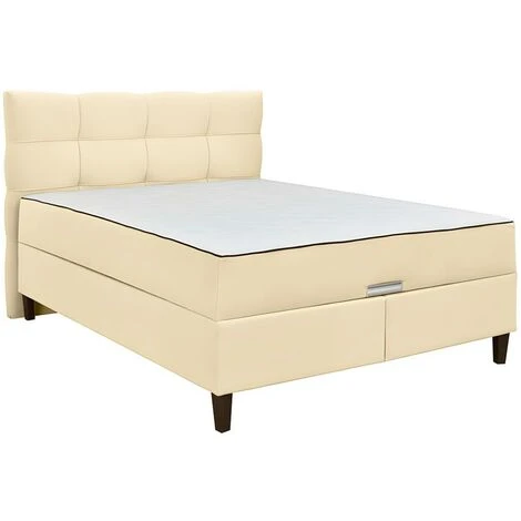 Set Letto Deco Completo 160x200cm Tessuto Beige CAGLIARI Di DREAMEA: Testata + Base Letto Con Vano + Materasso 4 Set Letto Deco Completo 160x200cm Tessuto Beige CAGLIARI Di DREAMEA: Testata + Base Letto Con Vano + Materasso - immagine 2