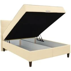 Set Letto Deco Completo 160x200cm Tessuto Beige CAGLIARI Di DREAMEA: Testata + Base Letto Con Vano + Materasso 9 Set Letto Deco Completo 160x200cm Tessuto Beige CAGLIARI Di DREAMEA: Testata + Base Letto Con Vano + Materasso -LettoMania Italia 60721240 3